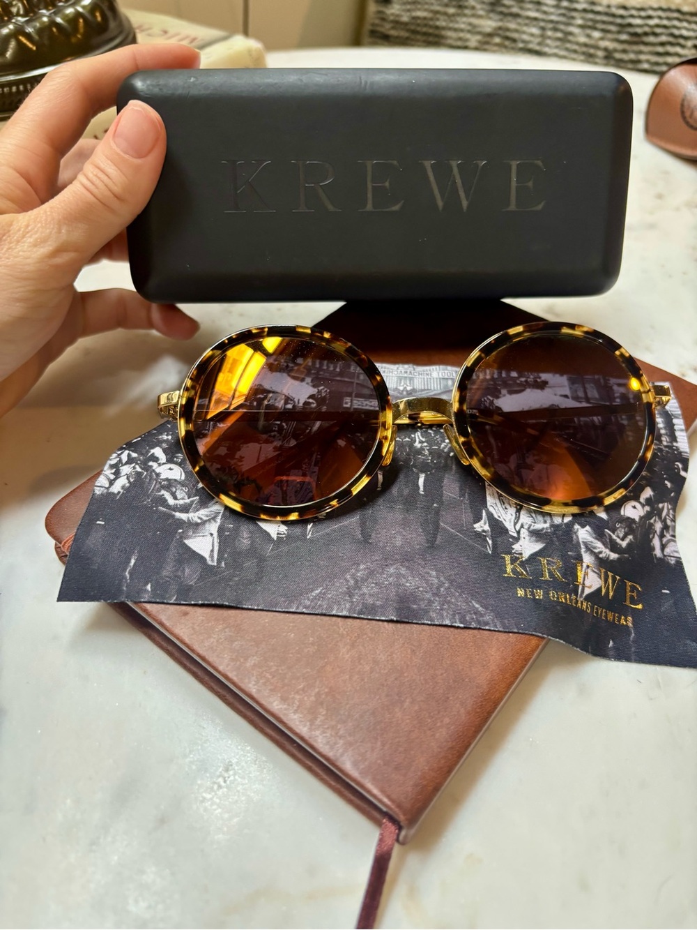 RARE KREWE du Optic "Louisa" Sunglasses – Tortoiseshell & Pink Mirrored Lens